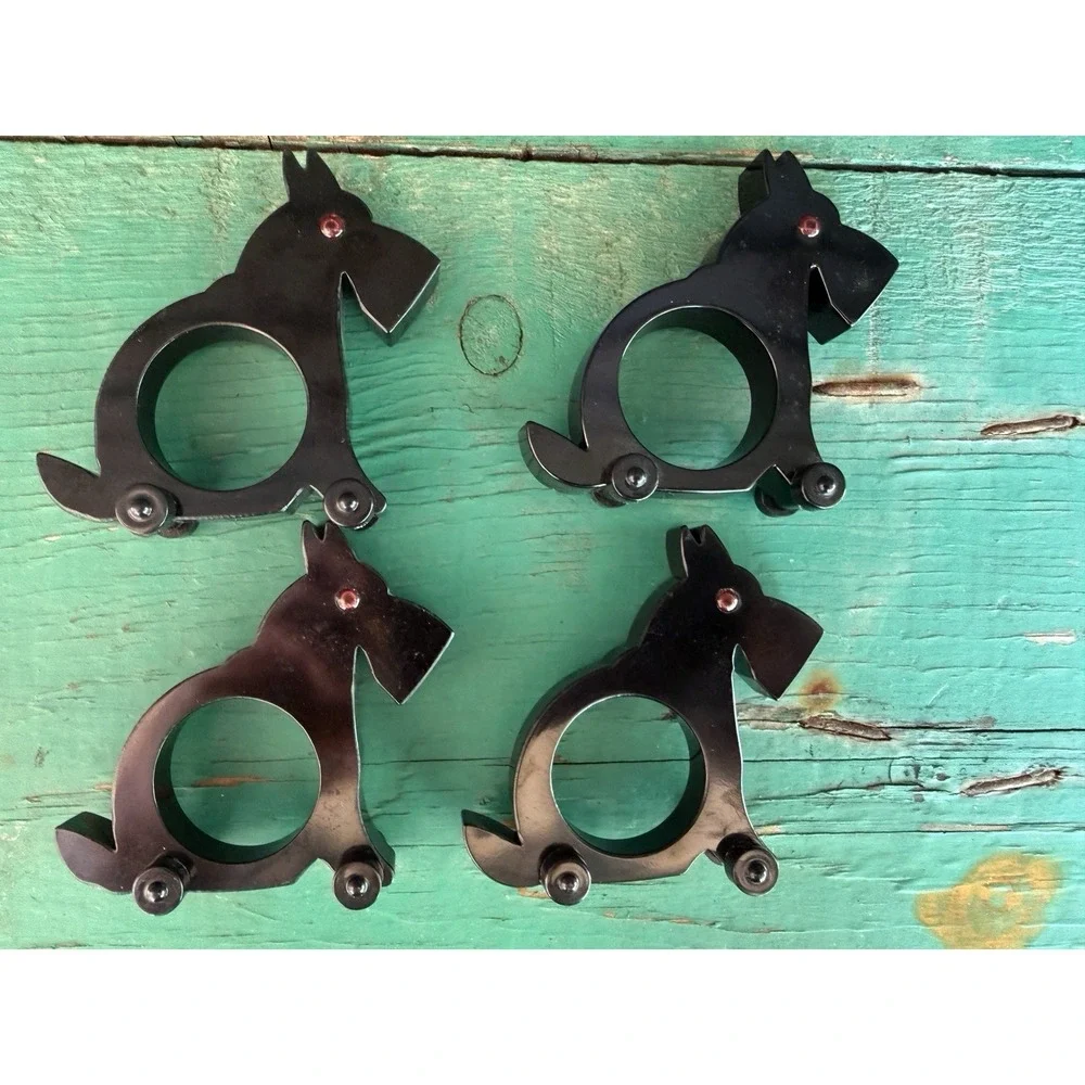 Lot 16 VTG Restoration Hardware Scottie Dog Napkin Rings Wheels Black